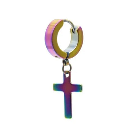 1 piece classic style cross polishing stainless steel earrings