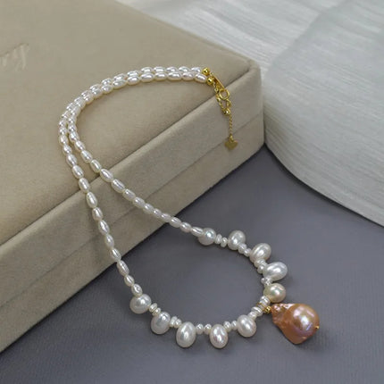 Elegant Natural Freshwater Pearl Necklace For Women Fashionable Minimalist Style Luxury Clavicle Chain Trendy Neck Jewelry