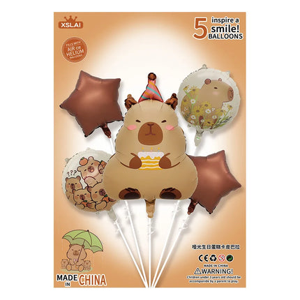 Cute Cartoon Capybara Aluminum Film Party Festival Balloons Party Supplies Balloons 1 Set