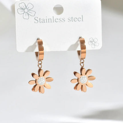 1 Pair Casual Elegant Modern Style Round Square Flower 316 Stainless Steel  Ear Studs