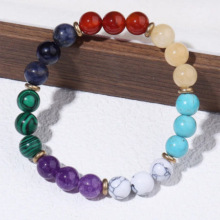 Hot Selling 8mm Colorful Natural Stone Beaded Bracelet for Women Yoga Energy Stone Bracelet Yiwu Hand Jewelry Wholesale