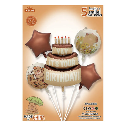 Cute Cartoon Capybara Aluminum Film Party Festival Balloons Party Supplies Balloons 1 Set