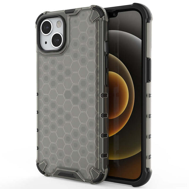 Shockproof Honeycomb Armour Black Case - For iPhone 13