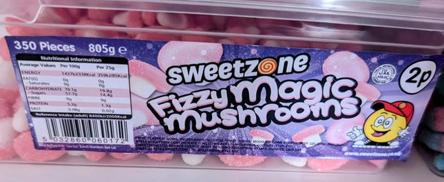 Bulk Fizzy Mushroom Gummies – Sweetzone 805g Halal Sweets Tub