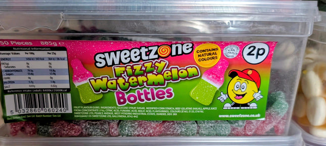 Fizzy Watermelon Bottles – Sweetzone (Tub of 150)