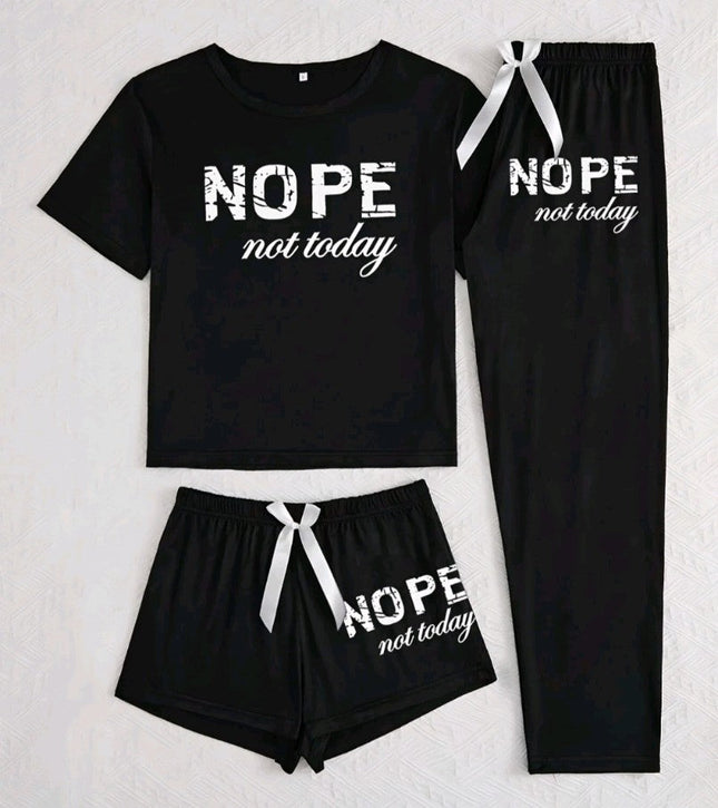 “Nope, Not Today” Pyjama Set – Comfy Slogan Loungewear