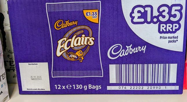 Cadbury Eclairs – 130g Bags (Box of 12)