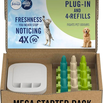 Febreze 3Volution Air Freshener Plug-In Starter Kit + 4 Refills (20ml x 4) – Pet Odour Eliminator