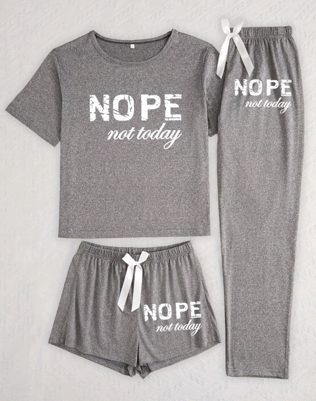 “Nope, Not Today” Pyjama Set – Comfy Slogan Loungewear