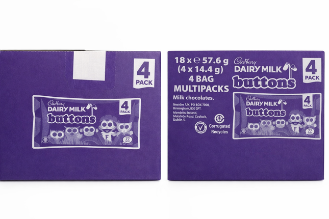 Cadbury Dairy Milk Buttons 4 Pack Multipack Box – 18 Packs
