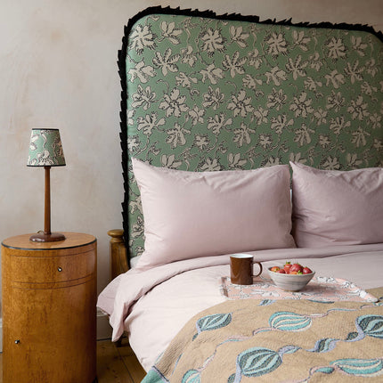 Curved Frill Headboard - Floral Sketch in Seafoam - Micaela Sharp Collaboration