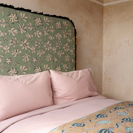 Curved Frill Headboard - Floral Sketch in Seafoam - Micaela Sharp Collaboration