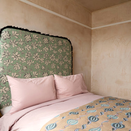 Curved Frill Headboard - Floral Sketch in Seafoam - Micaela Sharp Collaboration