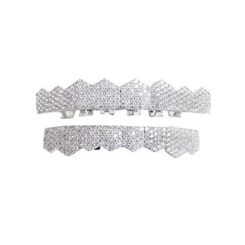 Pointed Iced Grillz - White Gold