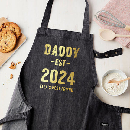 Personalised Personalised Grey Denim Established Year Apron