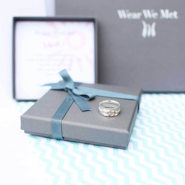 Twin Hearts Spinning Ring - Stirling Silver