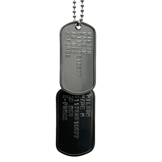 'WADE WILSON' Dog Tags - Costume Cosplay Prop Replica Military - Stainless Steel Chains Included