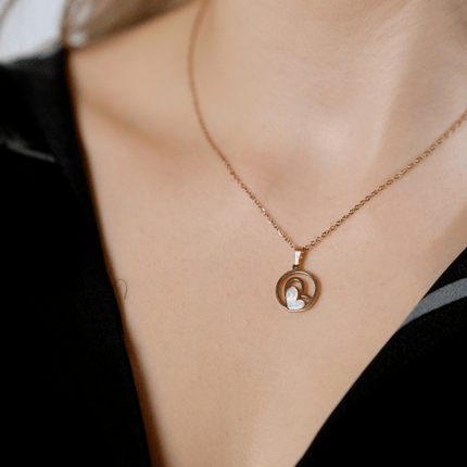 White Enamel Minimalistic Heart Pendant Necklace and Earring Set