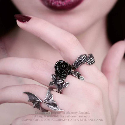 Alchemy Gothic Wild Black Rose Ring