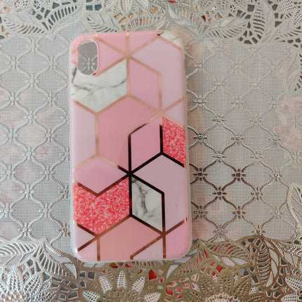 Marble Geometric TPU Pink Case - For iPhone XR